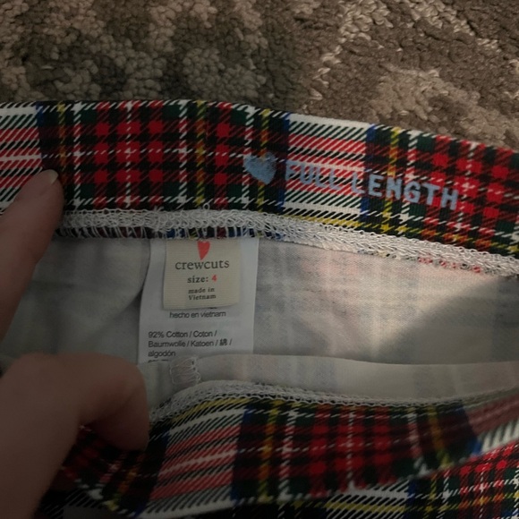 Crewcuts Navy Leggings + Red Plaid Stretch Pants - Picture 2 of 3